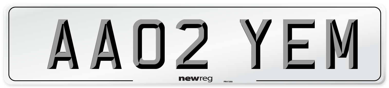 AA02 YEM Number Plate from New Reg